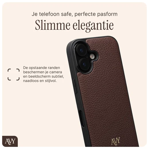 AVY Apple iPhone 17 Hoesje met Koord Haakjes MagSafe Leer Chocolate afbeelding 9