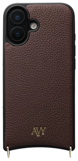 AVY Apple iPhone 17 Hoesje met Koord Haakjes MagSafe Leer Chocolate afbeelding 1