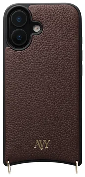 AVY Apple iPhone 17 Hoesje met Koord Haakjes MagSafe Leer Chocolate