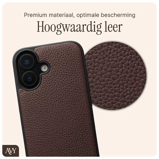 AVY Apple iPhone 17 Hoesje met Koord Haakjes MagSafe Leer Chocolate afbeelding 7