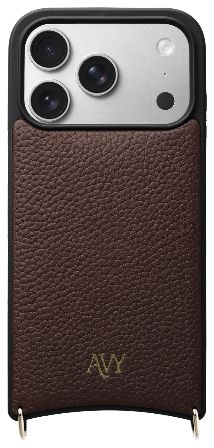 AVY Apple iPhone 17 Pro Hoesje met Koord Haakjes MagSafe Leer Chocolate afbeelding 1