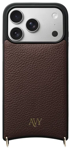 AVY Apple iPhone 17 Pro Hoesje met Koord Haakjes MagSafe Leer Chocolate afbeelding 1