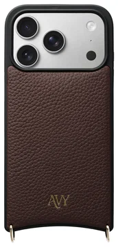 AVY Apple iPhone 17 Pro Hoesje met Koord Haakjes MagSafe Leer Chocolate