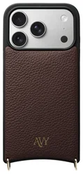 AVY Apple iPhone 17 Pro Hoesje met Koord Haakjes MagSafe Leer Chocolate afbeelding