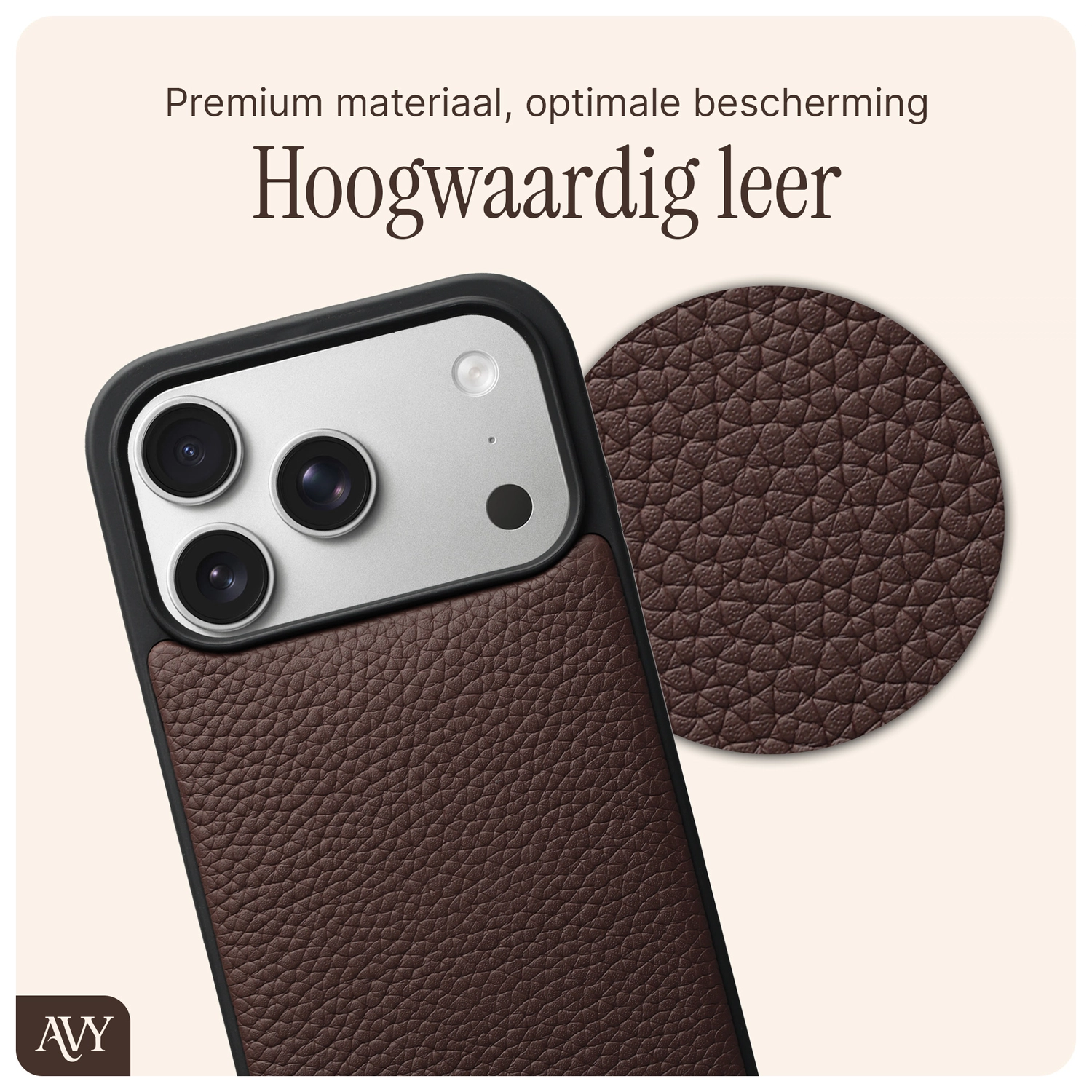 AVY Apple iPhone 17 Pro Hoesje met Koord Haakjes MagSafe Leer Chocolate afbeelding 7