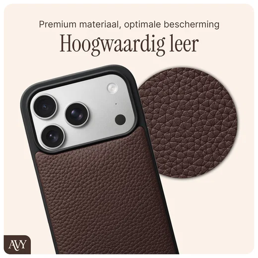 AVY Apple iPhone 17 Pro Hoesje met Koord Haakjes MagSafe Leer Chocolate afbeelding 7