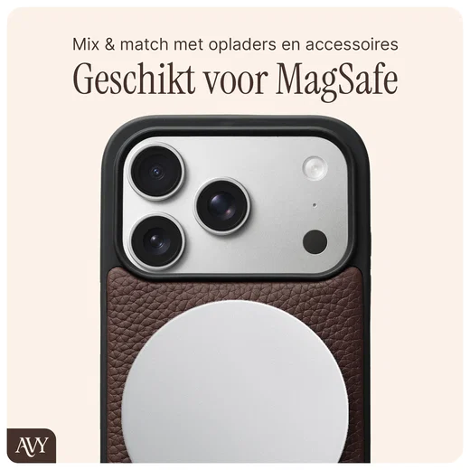 AVY Apple iPhone 17 Pro Hoesje met Koord Haakjes MagSafe Leer Chocolate afbeelding 8