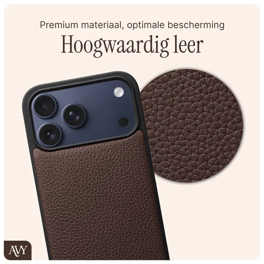 AVY Apple iPhone 17 Pro Max Hoesje met Koord Haakjes MagSafe Leer Chocolate afbeelding 6