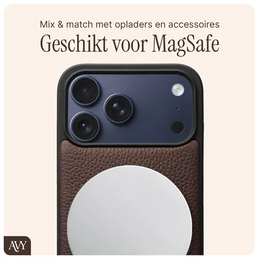 AVY Apple iPhone 17 Pro Max Hoesje met Koord Haakjes MagSafe Leer Chocolate afbeelding 7