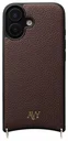 AVY Apple iPhone 16 Hoesje met Koord Haakjes MagSafe Leer Chocolate