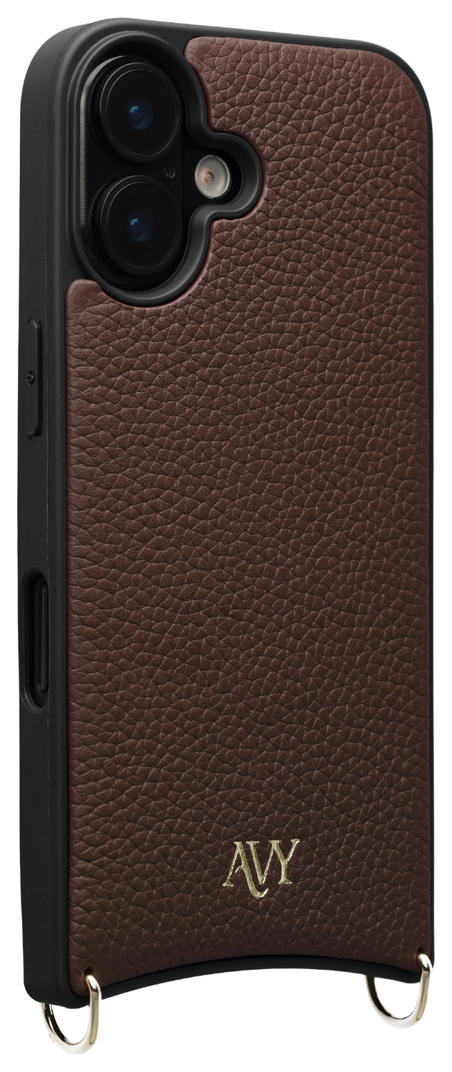 AVY Apple iPhone 16 Hoesje met Koord Haakjes MagSafe Leer Chocolate afbeelding 10