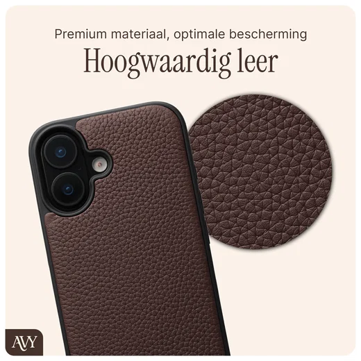 AVY Apple iPhone 16 Hoesje met Koord Haakjes MagSafe Leer Chocolate afbeelding 7
