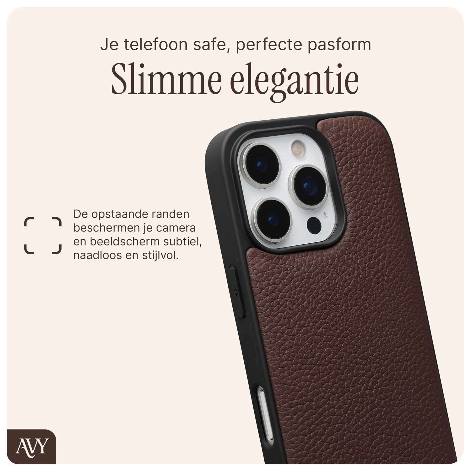 AVY Apple iPhone 16 Pro Hoesje met Koord Haakjes MagSafe Leer Chocolate afbeelding 9