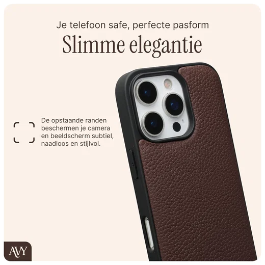 AVY Apple iPhone 16 Pro Hoesje met Koord Haakjes MagSafe Leer Chocolate afbeelding 9