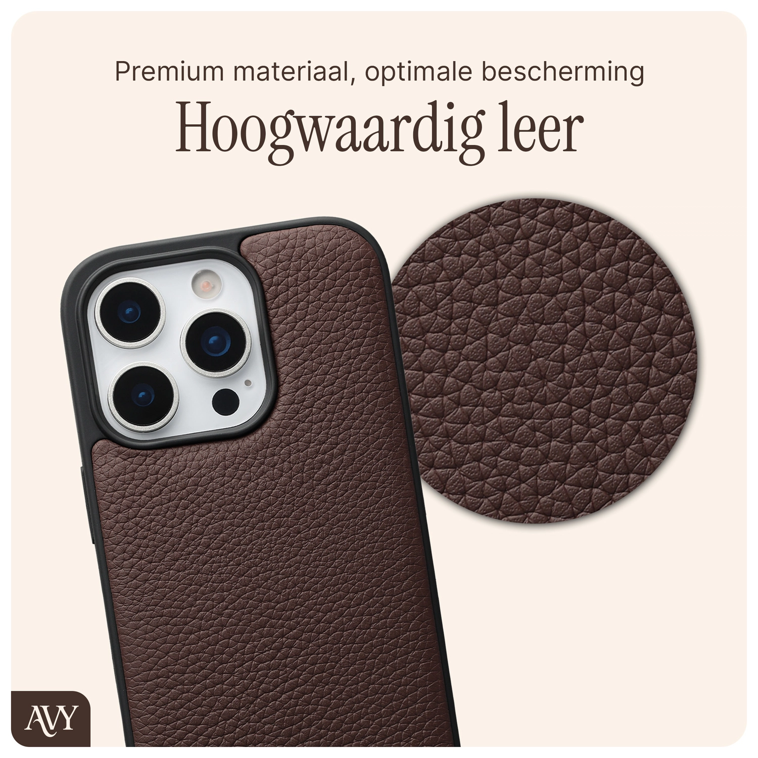 AVY Apple iPhone 16 Pro Hoesje met Koord Haakjes MagSafe Leer Chocolate afbeelding 7