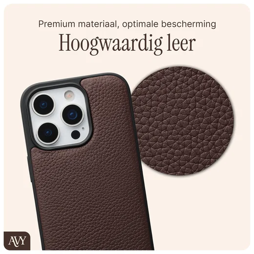 AVY Apple iPhone 16 Pro Hoesje met Koord Haakjes MagSafe Leer Chocolate afbeelding 7