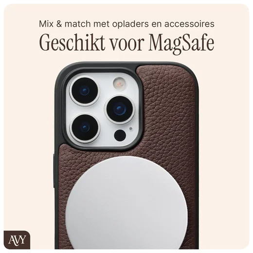 AVY Apple iPhone 16 Pro Hoesje met Koord Haakjes MagSafe Leer Chocolate afbeelding 8