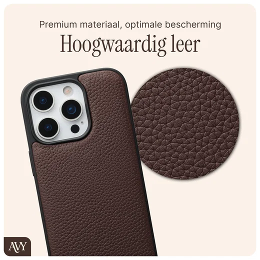 AVY Apple iPhone 16 Pro Max Hoesje met Koord Haakjes MagSafe Leer Chocolate afbeelding 7