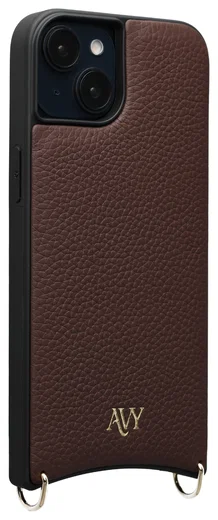 AVY Apple iPhone 15 Hoesje met Koord Haakjes MagSafe Leer Chocolate afbeelding 10