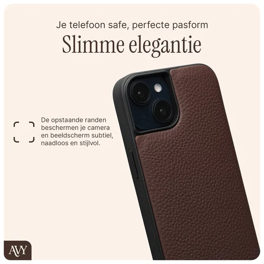 AVY Apple iPhone 14 / 13 Hoesje met Koord Haakjes MagSafe Leer Chocolate afbeelding 8