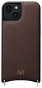 AVY Apple iPhone 14 / 13 Hoesje met Koord Haakjes MagSafe Leer Chocolate