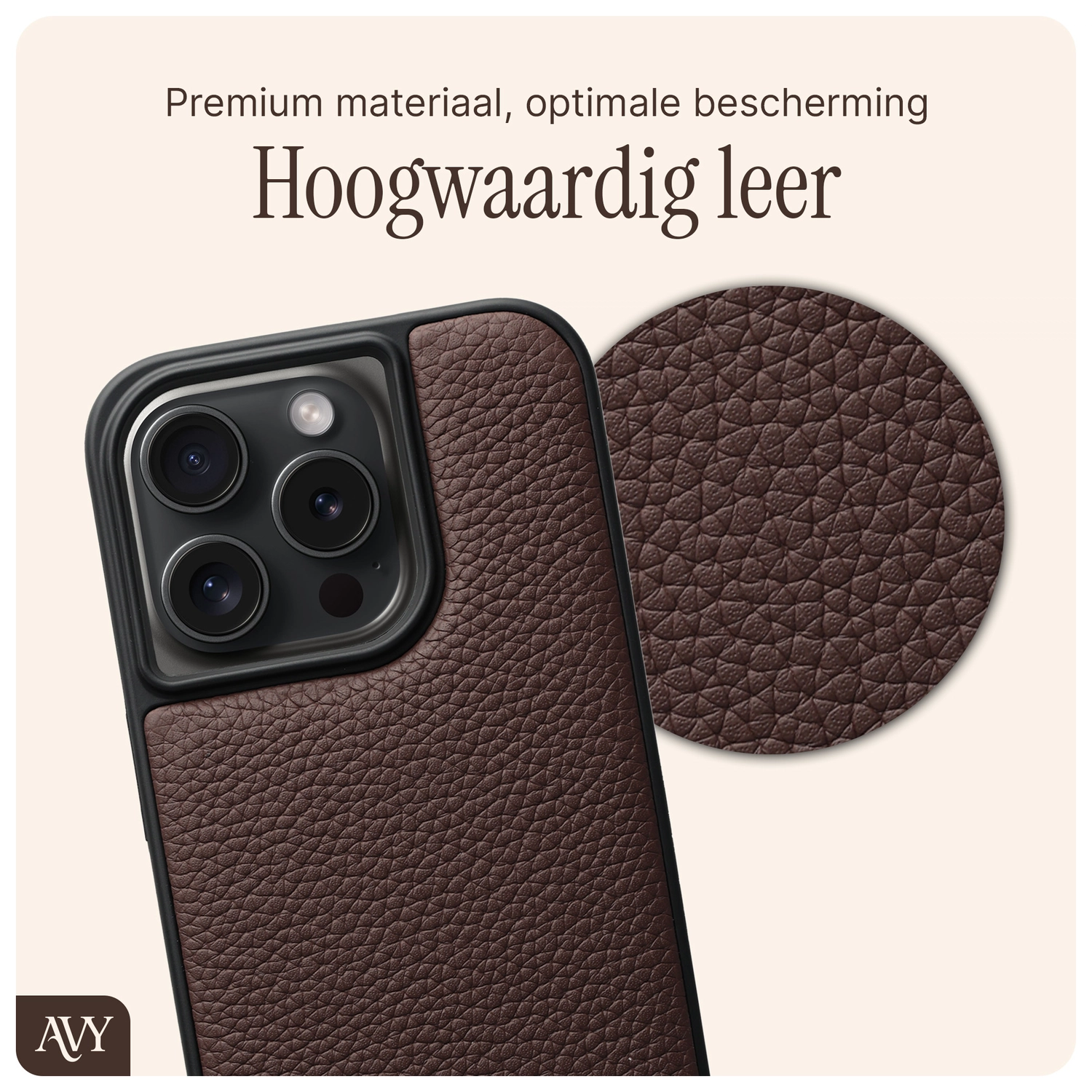 AVY Apple iPhone 14 Pro Hoesje met Koord Haakjes MagSafe Leer Chocolate afbeelding 7