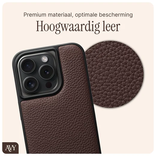 AVY Apple iPhone 14 Pro Hoesje met Koord Haakjes MagSafe Leer Chocolate afbeelding 7