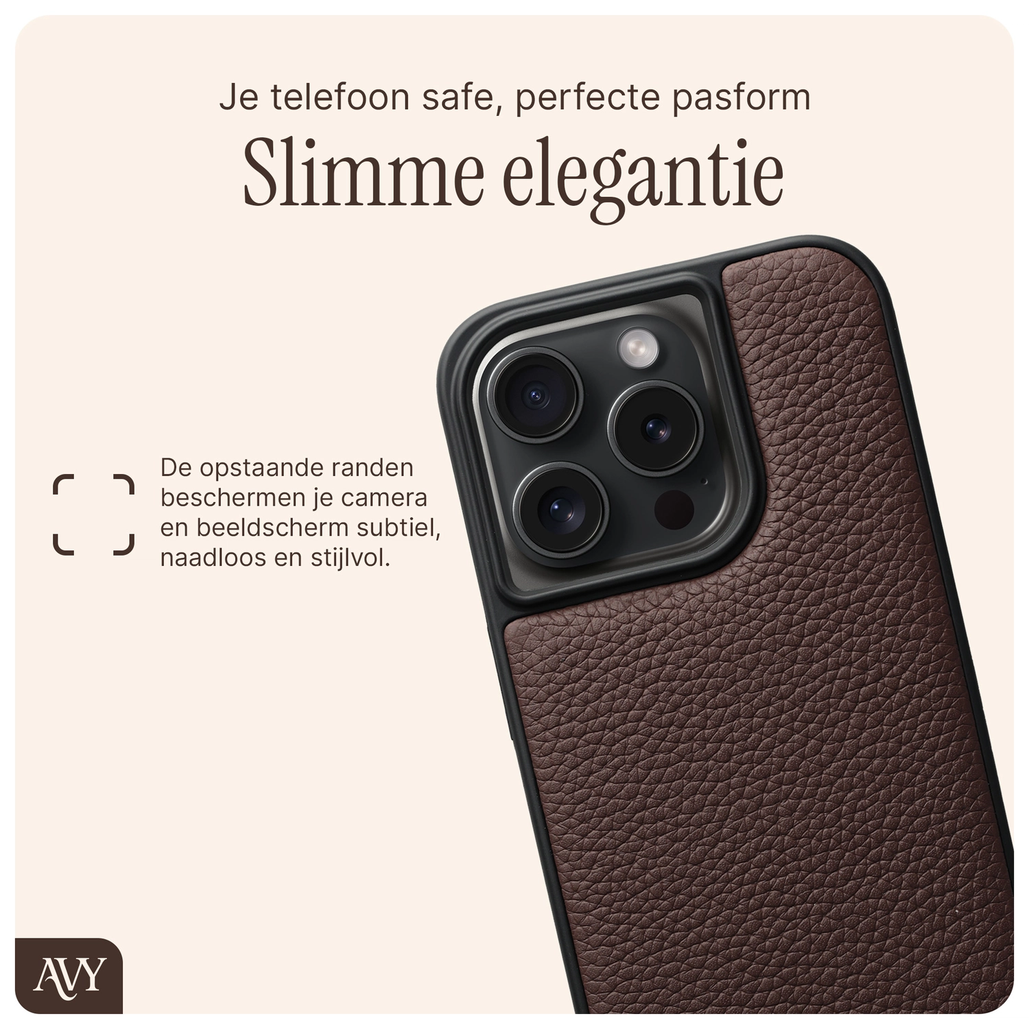 AVY Apple iPhone 14 Pro Hoesje met Koord Haakjes MagSafe Leer Chocolate afbeelding 9