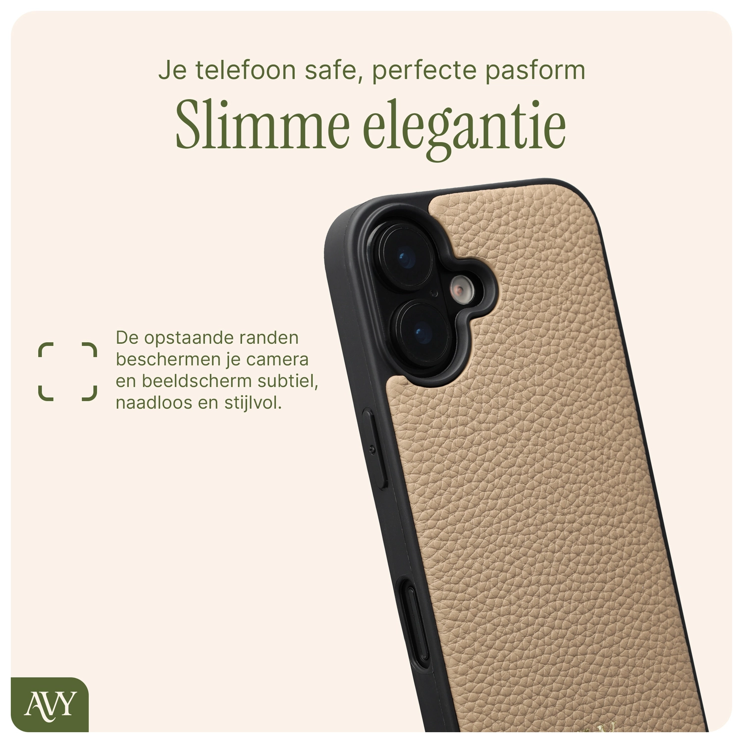 AVY Apple iPhone 17 Hoesje met Koord Haakjes MagSafe Leer Beige afbeelding 9