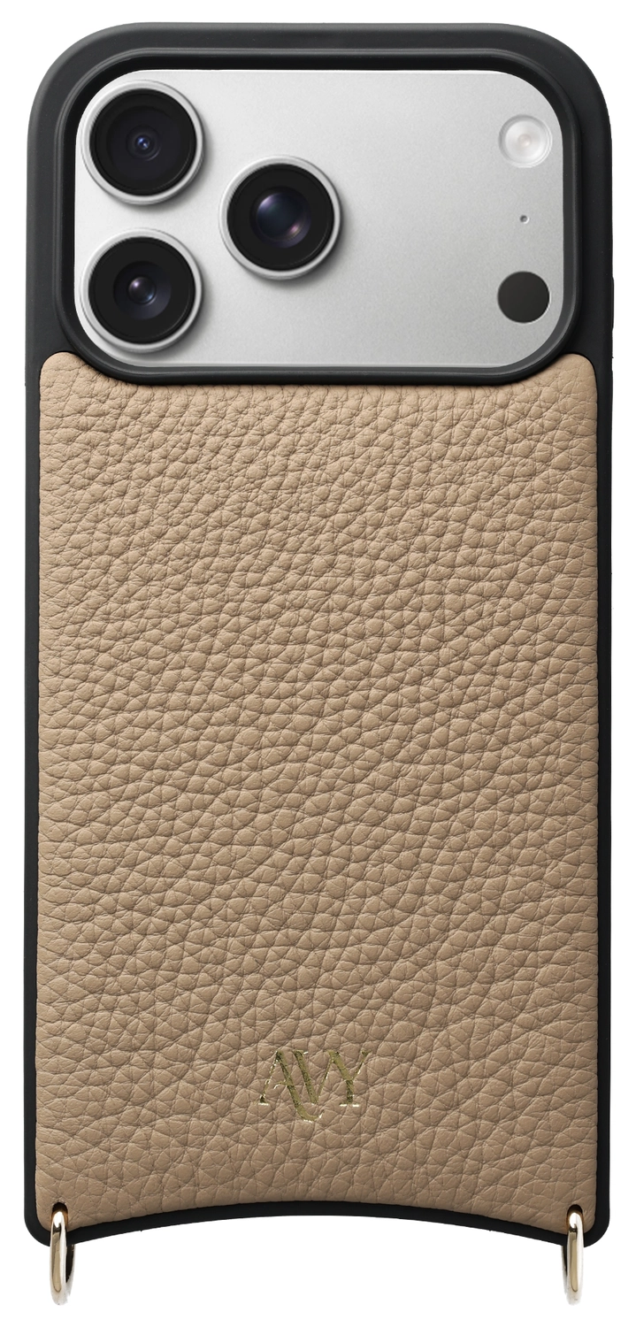 AVY Apple iPhone 17 Pro Hoesje met Koord Haakjes MagSafe Leer Beige afbeelding 1