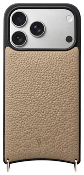 AVY Apple iPhone 17 Pro Hoesje met Koord Haakjes MagSafe Leer Beige