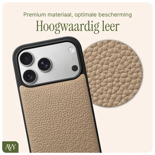 AVY Apple iPhone 17 Pro Hoesje met Koord Haakjes MagSafe Leer Beige afbeelding 8