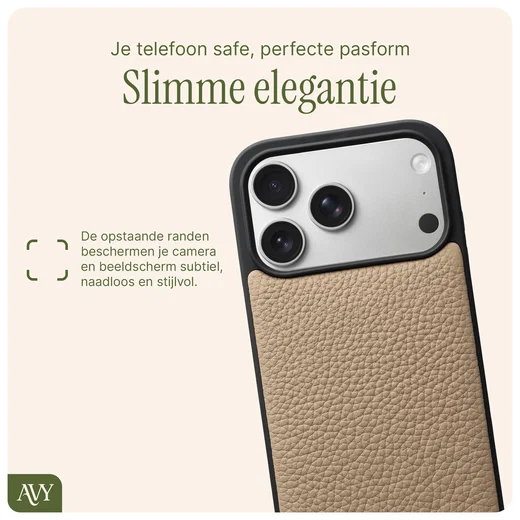 AVY Apple iPhone 17 Pro Hoesje met Koord Haakjes MagSafe Leer Beige afbeelding 9