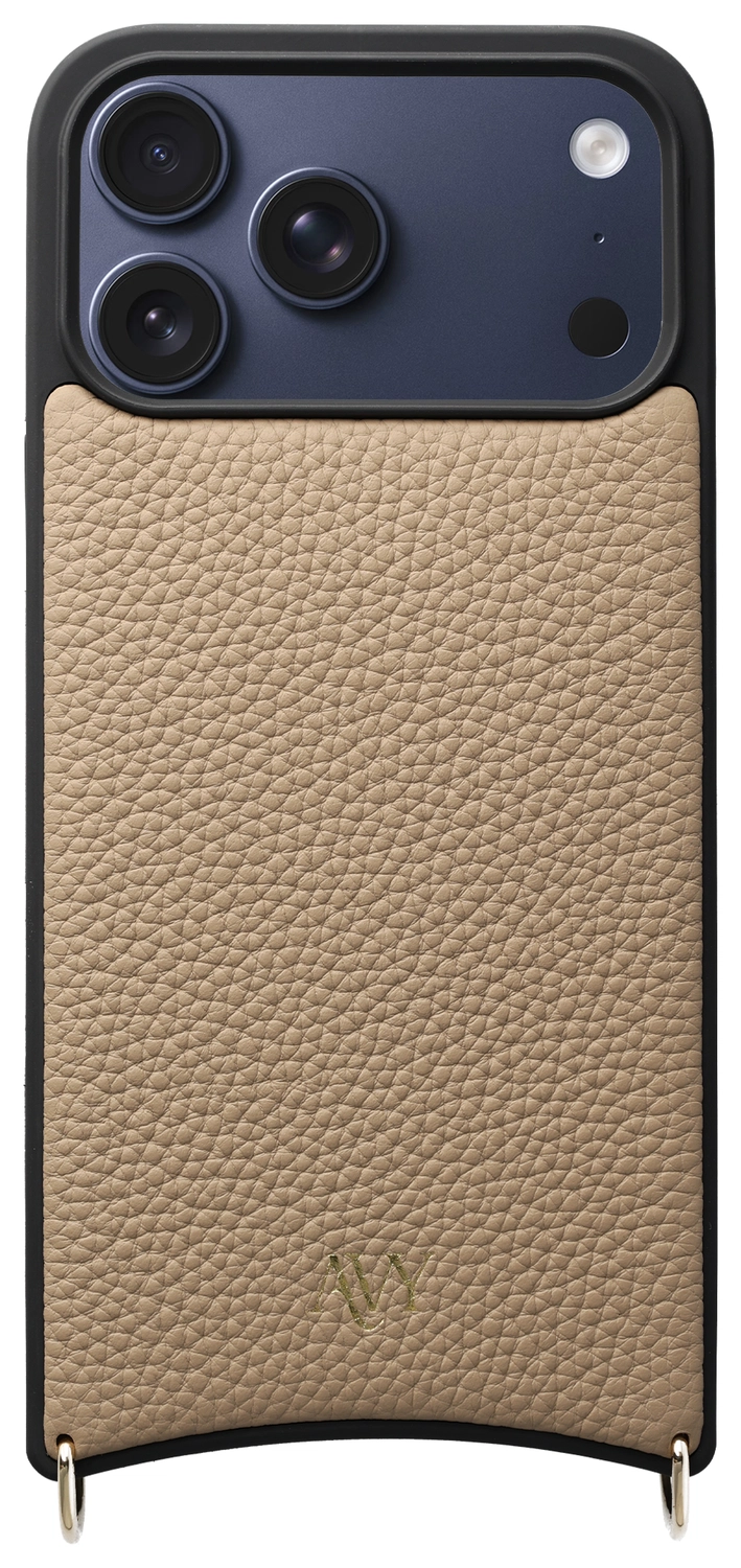 AVY Apple iPhone 17 Pro Max Hoesje met Koord Haakjes MagSafe Leer Beige afbeelding 1