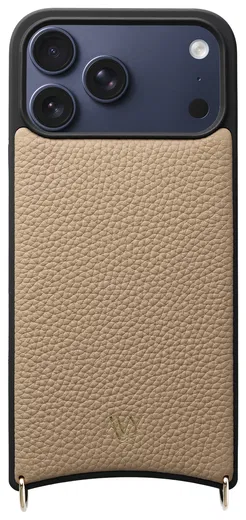 AVY Apple iPhone 17 Pro Max Hoesje met Koord Haakjes MagSafe Leer Beige afbeelding 1