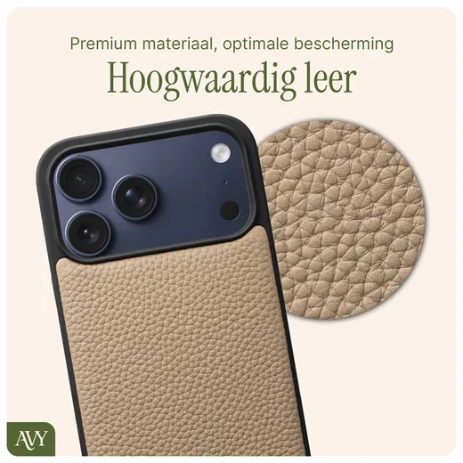 AVY Apple iPhone 17 Pro Max Hoesje met Koord Haakjes MagSafe Leer Beige afbeelding 6