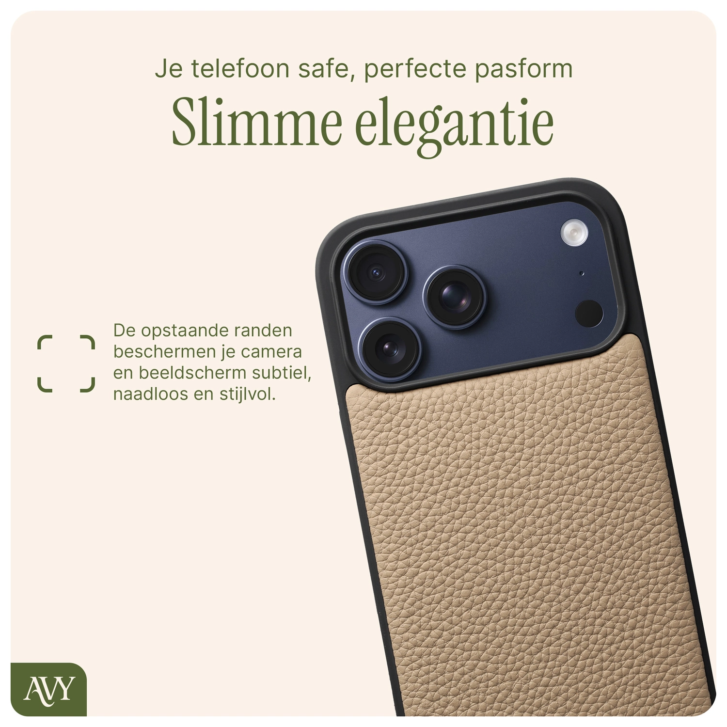 AVY Apple iPhone 17 Pro Max Hoesje met Koord Haakjes MagSafe Leer Beige afbeelding 8