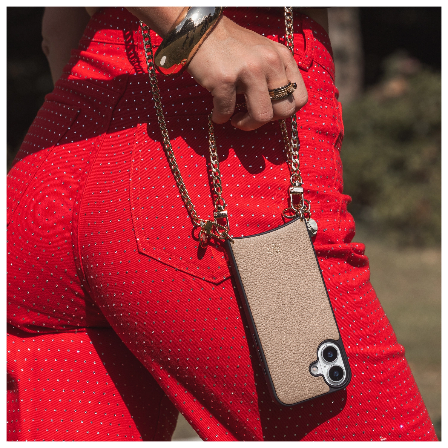 AVY Apple iPhone 17 Pro Max Hoesje met Koord Haakjes MagSafe Leer Beige afbeelding 2