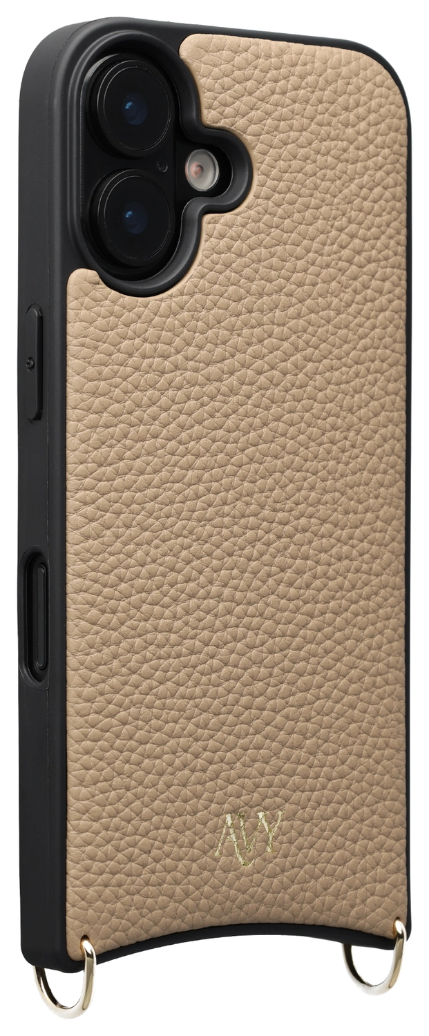 AVY Apple iPhone 16 Hoesje met Koord Haakjes MagSafe Leer Beige afbeelding 10