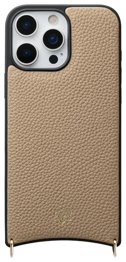 AVY Apple iPhone 16 Pro Hoesje met Koord Haakjes MagSafe Leer Beige afbeelding 1