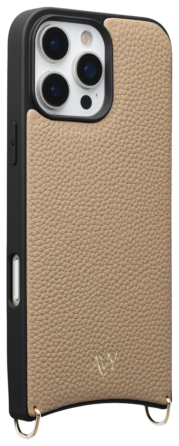 AVY Apple iPhone 16 Pro Max Hoesje met Koord Haakjes MagSafe Leer Beige afbeelding 10