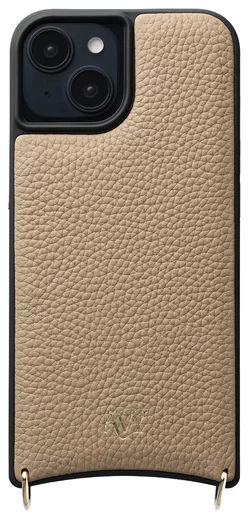 AVY Apple iPhone 15 Hoesje met Koord Haakjes MagSafe Leer Beige afbeelding 1