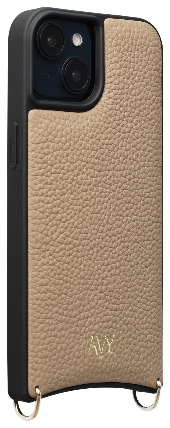AVY Apple iPhone 15 Hoesje met Koord Haakjes MagSafe Leer Beige afbeelding 10