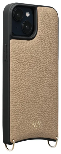 AVY Apple iPhone 14 / 13 Hoesje met Koord Haakjes MagSafe Leer Beige afbeelding 9