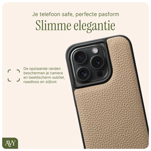 AVY Apple iPhone 14 Pro Hoesje met Koord Haakjes MagSafe Leer Beige afbeelding 9