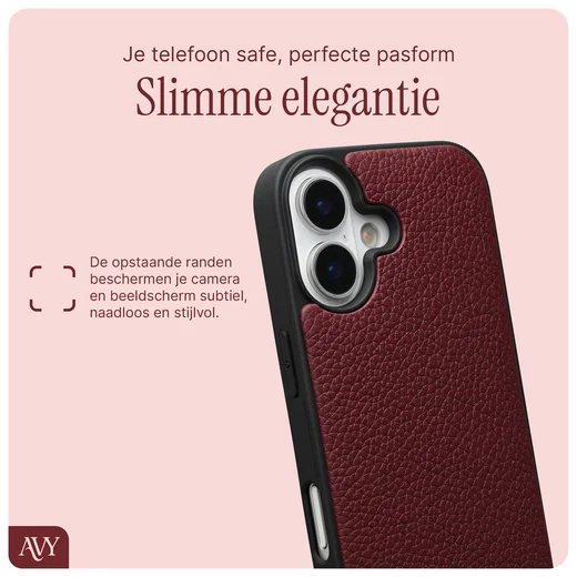 AVY Apple iPhone 17 Hoesje met Koord Haakjes MagSafe Leer Burgundy afbeelding 9
