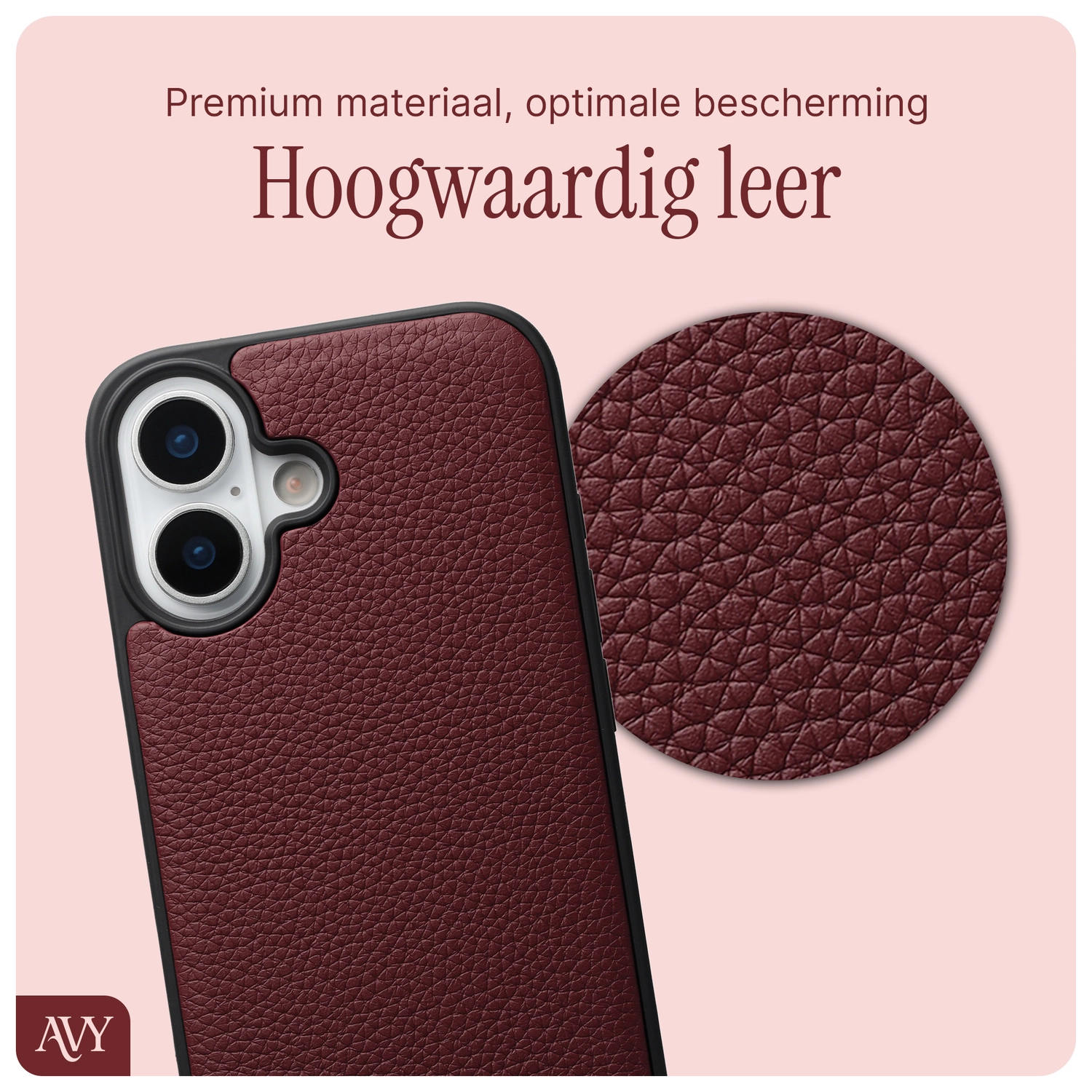 AVY Apple iPhone 17 Hoesje met Koord Haakjes MagSafe Leer Burgundy afbeelding 7