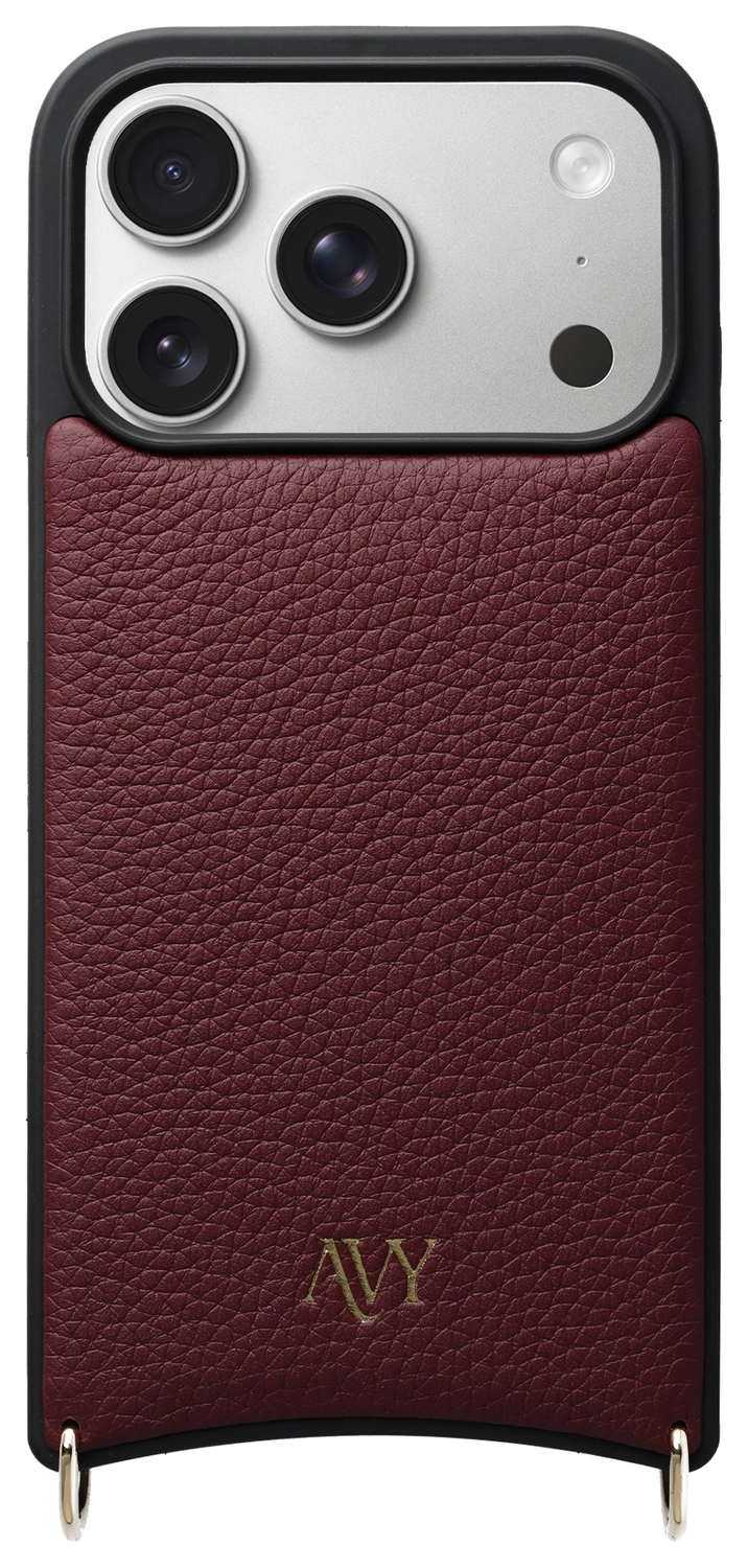 AVY Apple iPhone 17 Pro Hoesje met Koord Haakjes MagSafe Leer Burgundy afbeelding 1