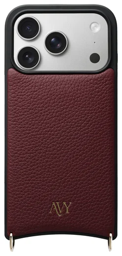 AVY Apple iPhone 17 Pro Hoesje met Koord Haakjes MagSafe Leer Burgundy afbeelding 1