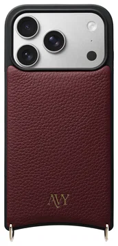 AVY Apple iPhone 17 Pro Hoesje met Koord Haakjes MagSafe Leer Burgundy